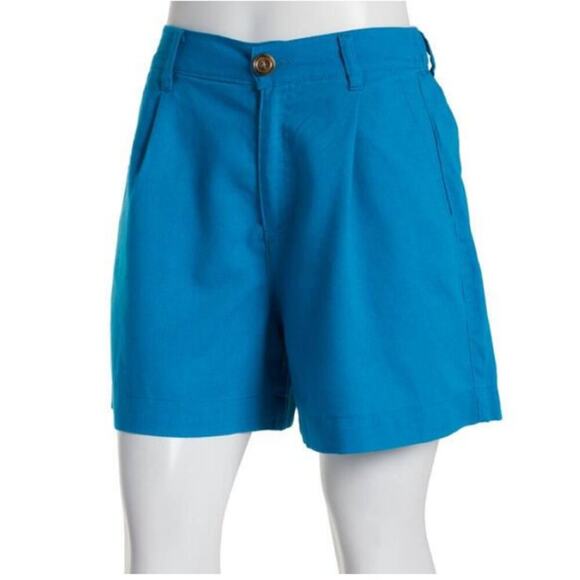 One 5 One Size Medium Blue Pleated High Rise Shorts NWT Y2K Business Casual Chic - Picture 1 of 10
